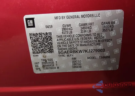 2019 Buick Enclave Fwd Essence from USA, damaged, VIN 5GAERBKW7KJ279003